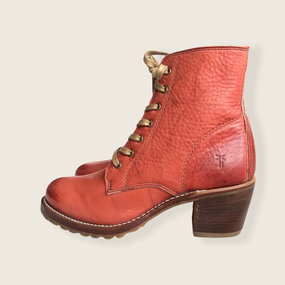 RARE Frye Sabrina 6G LaceUp Terracotta Combat Boot - Picture 11 of 15